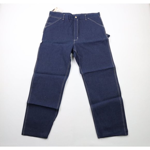 NOS Vintage 90s Carhartt Mens 40x32 Spell Out Wide Leg Denim Jeans Blue USA